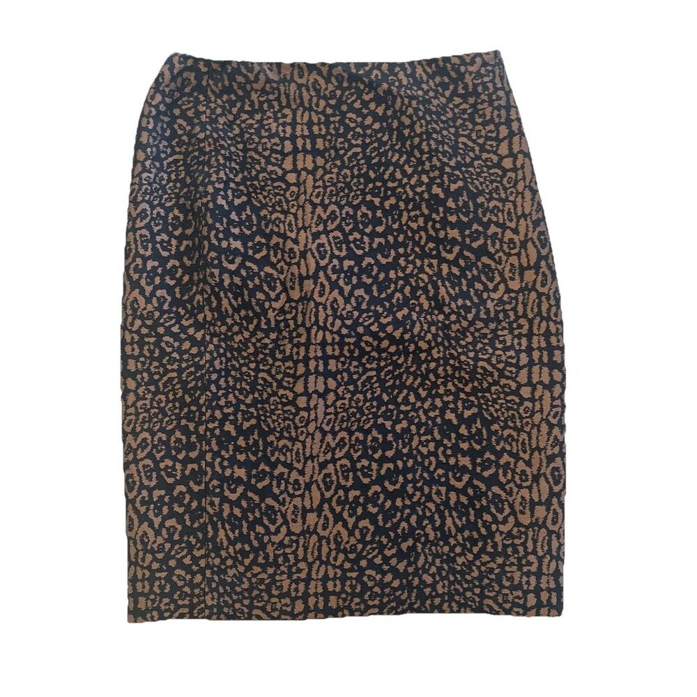NWT Dana Buchman Poly-Cotton Wool Animal Print Knee Length Pencil Skirt Sz 4